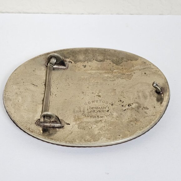Vtg Comstock German Silver Belt Buckle Bronc Rider Rodeo Cowboy Barrel Racing - Picture 5 of 13